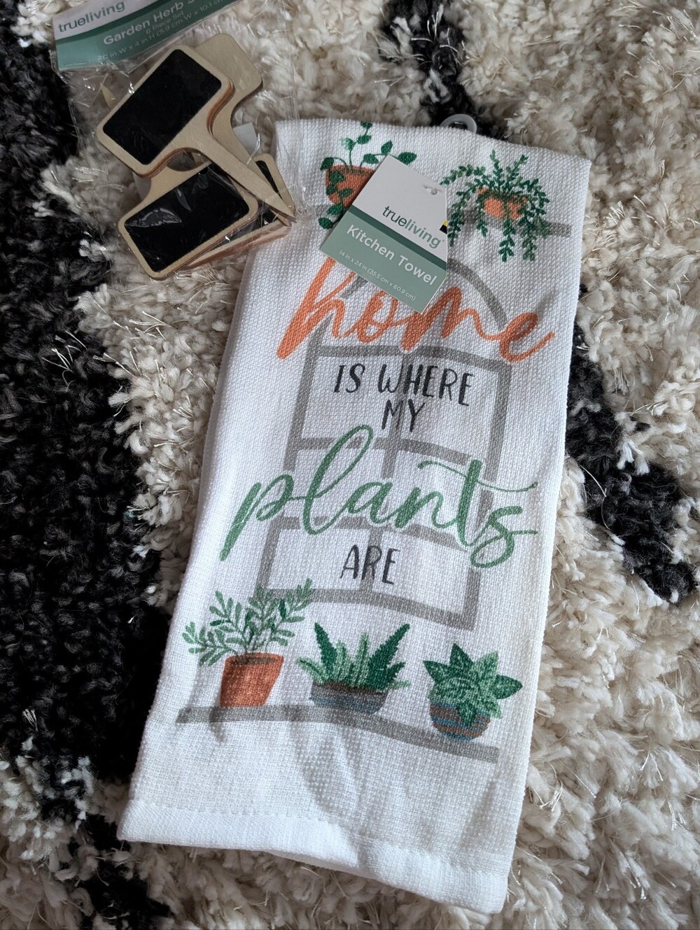 Garden Herb Stakes And Plant Kitchen Towel Bundle